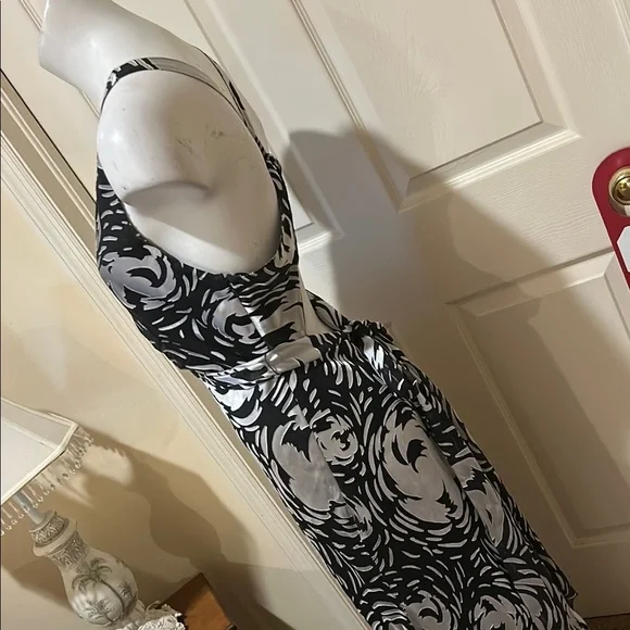 bcbg long dress black white Cowl Neck Halter Gown – BCBGMAXAZRIA main image 1